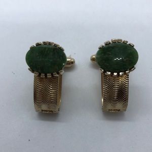 VTG Dante Jade Cufflinks Gold Tone